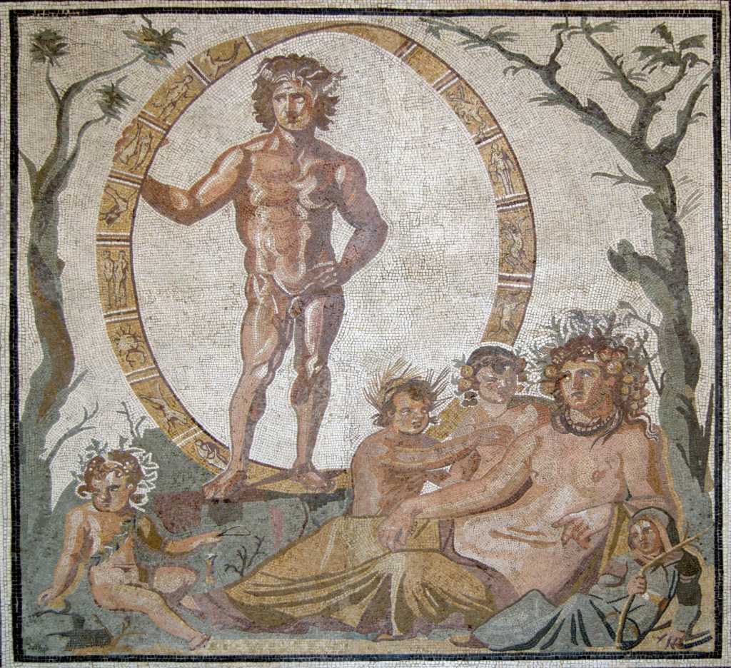 Urano com Zodiaco, mosaico romano, sec. III d.C_Glyptothek_Munich_W504
